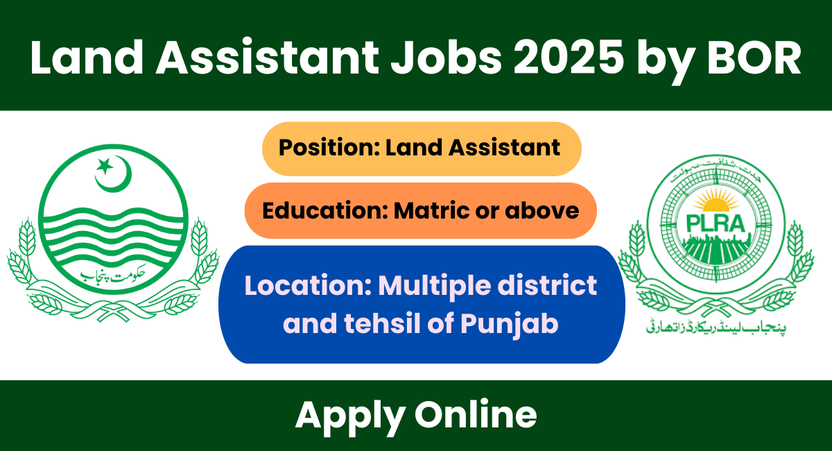 CM Punjab Land Assistant Jobs 2025 Board of Revenue